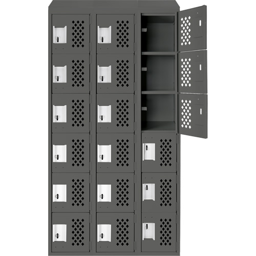 Assembled Lockerettes Clean Line Perforated Economy Lockers, 6 -tier, Bank of 3, 18" x 72" x 12", Steel OSI Industrial Sales