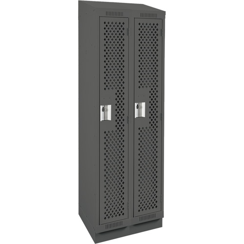 Clean Line Lockers, Bank of 2, 24" x 12" x 82", Steel, Charcoal, Rivet (Assembled), Perforated OSI Industrial Sales