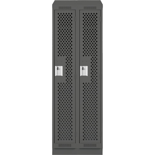 Clean Line Lockers, Bank of 2, 24" x 12" x 82", Steel, Charcoal, Rivet (Assembled), Perforated OSI Industrial Sales