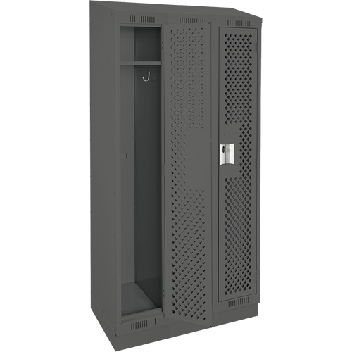 Clean Line Lockers, Bank of 3, 36" x 12" x 82", Steel, Charcoal, Rivet (Assembled), Perforated OSI Industrial Sales