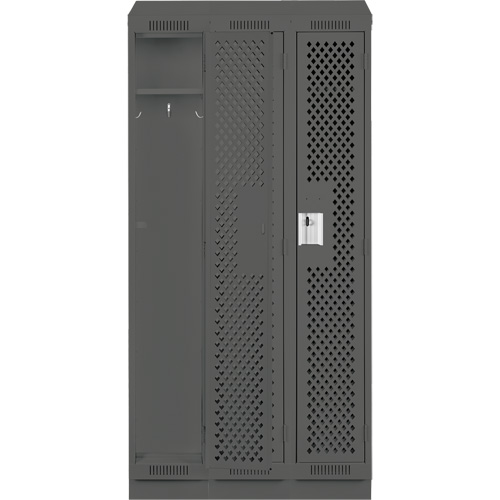 Clean Line Lockers, Bank of 3, 36" x 12" x 82", Steel, Charcoal, Rivet (Assembled), Perforated OSI Industrial Sales