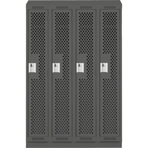 Clean Line Lockers, Bank of 4, 48" x 12" x 82", Steel, Charcoal, Rivet (Assembled), Perforated OSI Industrial Sales
