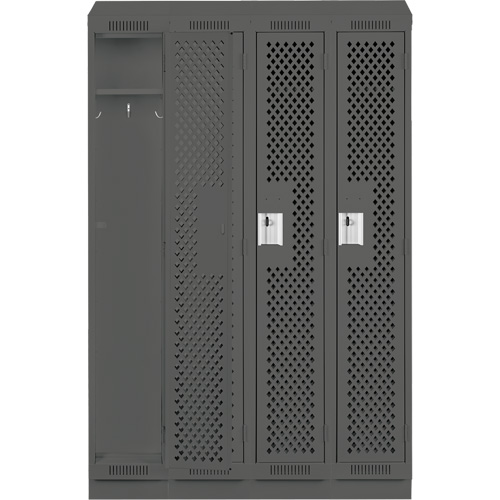 Clean Line Lockers, Bank of 4, 48" x 12" x 82", Steel, Charcoal, Rivet (Assembled), Perforated OSI Industrial Sales