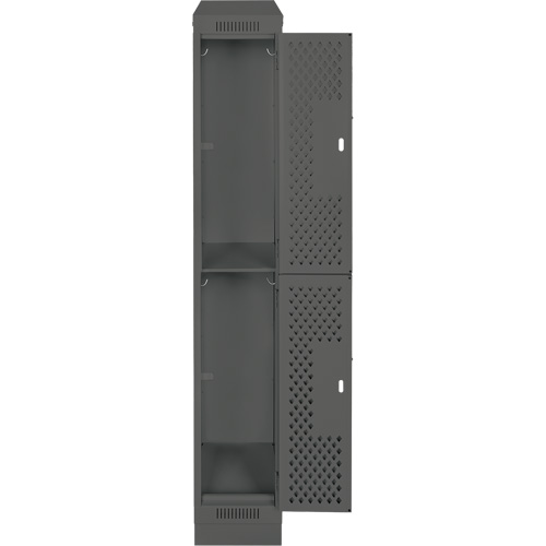 Clean Line Lockers, 2 -tier, 12" x 18" x 82", Steel, Charcoal, Rivet (Assembled), Perforated OSI Industrial Sales