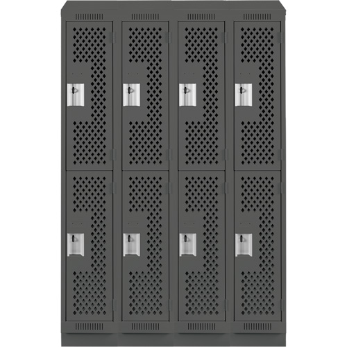 Clean Line Lockers, 2 -tier, Bank of 4, 48" x 18" x 82", Steel, Charcoal, Rivet (Assembled), Perforated OSI Industrial Sales