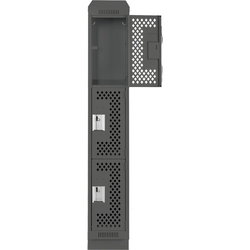 Clean Line Lockers, 3 -tier, 12" x 18" x 82", Steel, Charcoal, Rivet (Assembled), Perforated OSI Industrial Sales