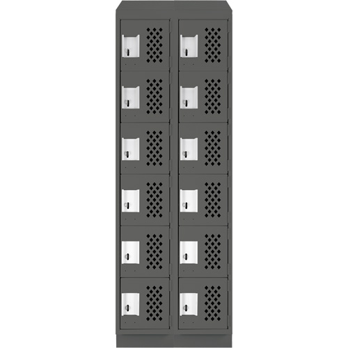 Assembled Lockerettes Clean Line Perforated Economy Lockers, 6 -tier, Bank of 2, 18" x 72" x 12", Steel OSI Industrial Sales