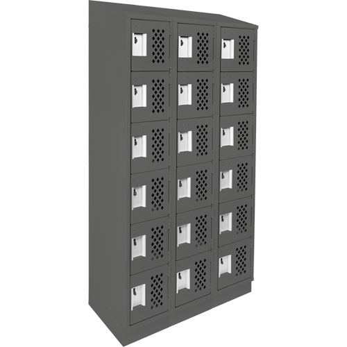 Assembled Lockerettes Clean Line Perforated Economy Lockers, 6 -tier, Bank of 3, 18" x 72" x 12", Steel OSI Industrial Sales