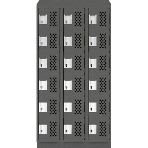 Assembled Lockerettes Clean Line Perforated Economy Lockers, 6 -tier, Bank of 3, 18" x 72" x 12", Steel OSI Industrial Sales