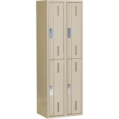 Concorde Heavy-Duty Lockers, 2 -tier, Bank of 2, 24" x 18" x 72", Steel, Beige, Welded (Assembled) OSI Industrial Sales