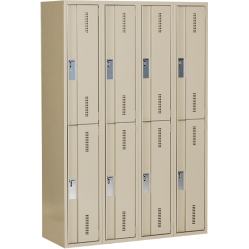Concorde Heavy-Duty Lockers, 2 -tier, Bank of 4, 48" x 18" x 72", Steel, Beige, Welded (Assembled) OSI Industrial Sales