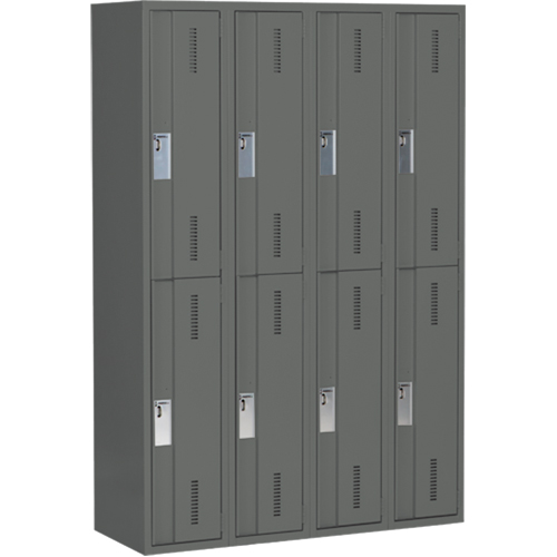Concorde Heavy-Duty Lockers, 2 -tier, Bank of 4, 48" x 18" x 72", Steel, Charcoal, Welded (Assembled) OSI Industrial Sales