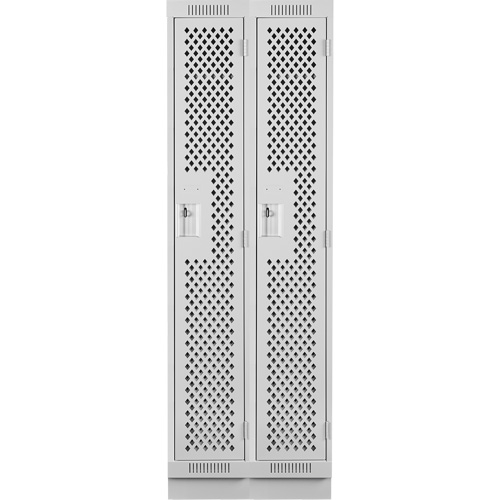 Clean Line Lockers, Bank of 2, 24" x 15" x 76", Steel, Grey, Rivet (Assembled), Perforated OSI Industrial Sales