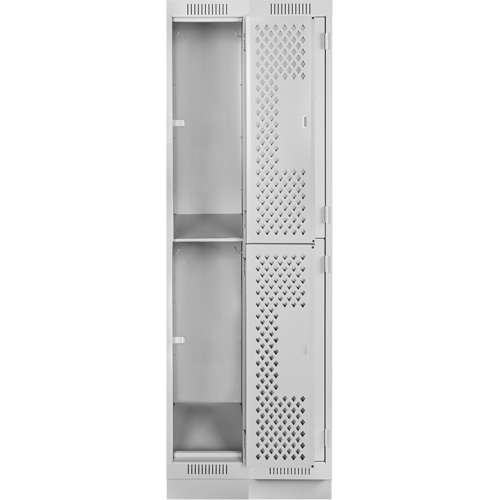 Clean Line Lockers, 2 -tier, Bank of 2, 24" x 18" x 76", Steel, Grey, Rivet (Assembled), Perforated OSI Industrial Sales