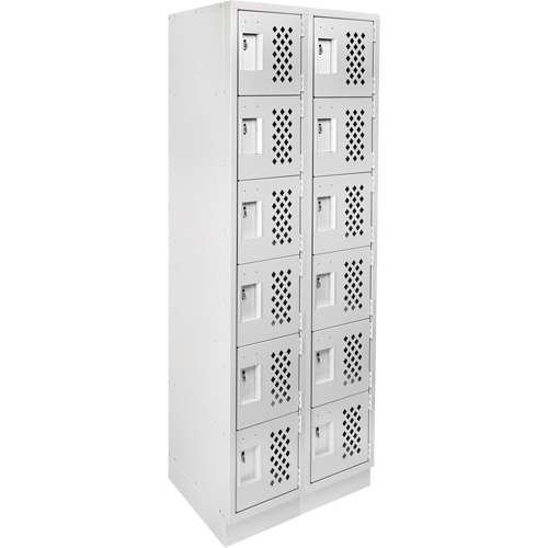 Assembled Lockerettes Clean Line Perforated Economy Lockers, 6 -tier, Bank of 2, 18" x 72" x 12", Steel OSI Industrial Sales
