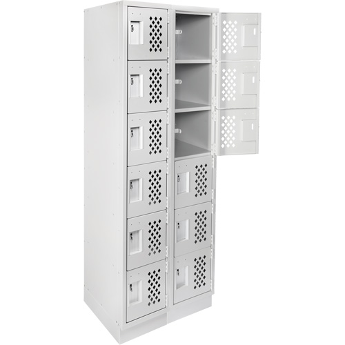 Assembled Lockerettes Clean Line Perforated Economy Lockers, 6 -tier, Bank of 2, 18" x 72" x 12", Steel OSI Industrial Sales