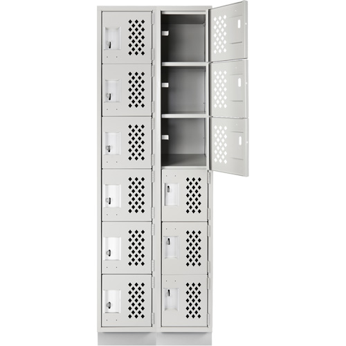 Assembled Lockerettes Clean Line Perforated Economy Lockers, 6 -tier, Bank of 2, 18" x 72" x 12", Steel OSI Industrial Sales