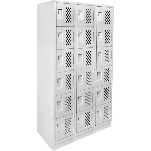 Assembled Lockerettes Clean Line Perforated Economy Lockers, 6 -tier, Bank of 3, 18" x 72" x 12", Steel OSI Industrial Sales