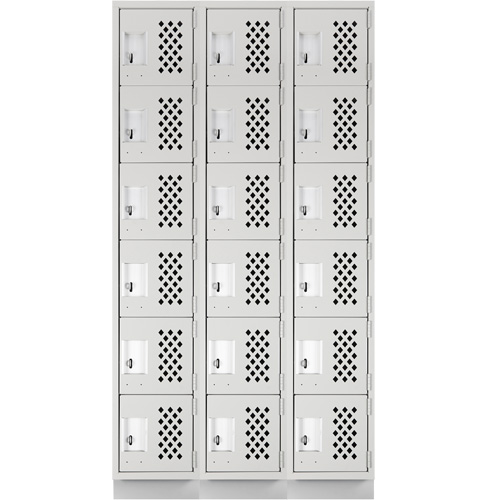 Assembled Lockerettes Clean Line Perforated Economy Lockers, 6 -tier, Bank of 3, 18" x 72" x 12", Steel OSI Industrial Sales