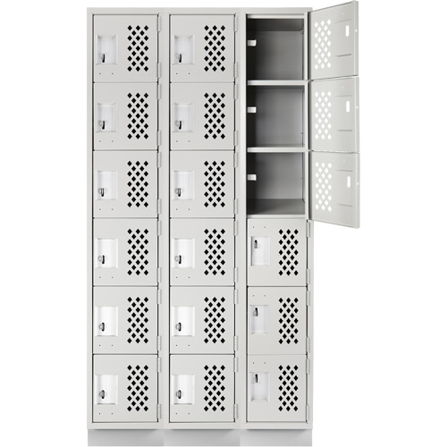 Assembled Lockerettes Clean Line Perforated Economy Lockers, 6 -tier, Bank of 3, 18" x 72" x 12", Steel OSI Industrial Sales