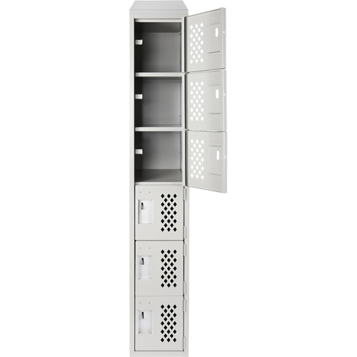 Assembled Lockerettes Clean Line Perforated Economy Lockers, 6 -tier, 18" x 72" x 12", Steel OSI Industrial Sales