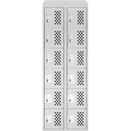 Assembled Lockerettes Clean Line Perforated Economy Lockers, 6 -tier, Bank of 2, 18" x 72" x 12", Steel OSI Industrial Sales