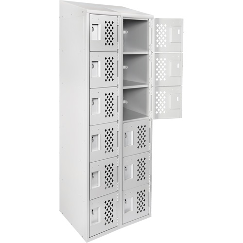 Assembled Lockerettes Clean Line Perforated Economy Lockers, 6 -tier, Bank of 2, 18" x 72" x 12", Steel OSI Industrial Sales