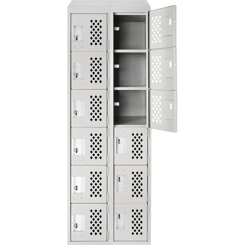 Assembled Lockerettes Clean Line Perforated Economy Lockers, 6 -tier, Bank of 2, 18" x 72" x 12", Steel OSI Industrial Sales