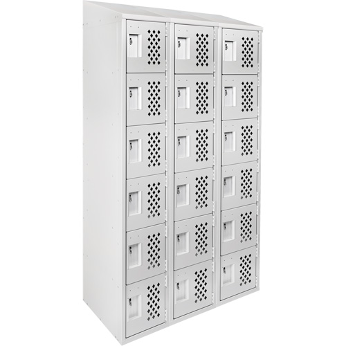 Assembled Lockerettes Clean Line Perforated Economy Lockers, 6 -tier, Bank of 3, 18" x 72" x 12", Steel OSI Industrial Sales