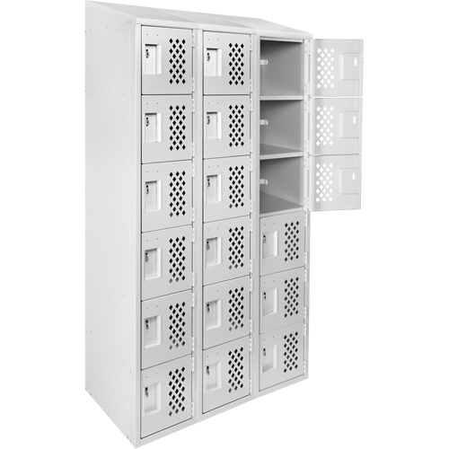 Assembled Lockerettes Clean Line Perforated Economy Lockers, 6 -tier, Bank of 3, 18" x 72" x 12", Steel OSI Industrial Sales