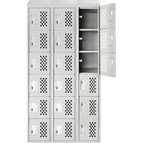 Assembled Lockerettes Clean Line Perforated Economy Lockers, 6 -tier, Bank of 3, 18" x 72" x 12", Steel OSI Industrial Sales