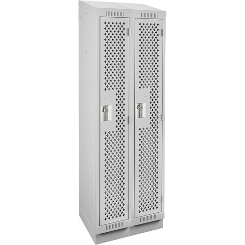 Clean Line Lockers, Bank of 2, 24" x 12" x 82", Steel, Grey, Rivet (Assembled), Perforated OSI Industrial Sales