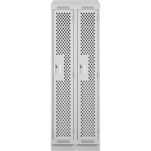Clean Line Lockers, Bank of 2, 24" x 12" x 82", Steel, Grey, Rivet (Assembled), Perforated OSI Industrial Sales