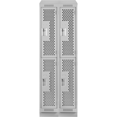 Casiers Clean Line, 2 niveaux, Bloc de 2, 24" x 12" x 82", Acier, Gris, Rivet (assembl&eacute;), Perfor&eacute; OSI Industrial Sales