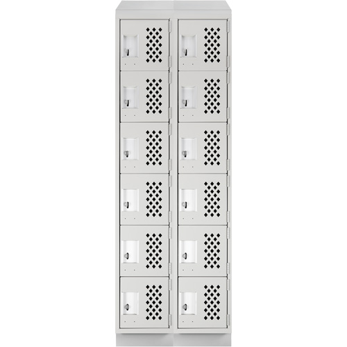 Assembled Lockerettes Clean Line Perforated Economy Lockers, 6 -tier, Bank of 2, 18" x 72" x 12", Steel OSI Industrial Sales