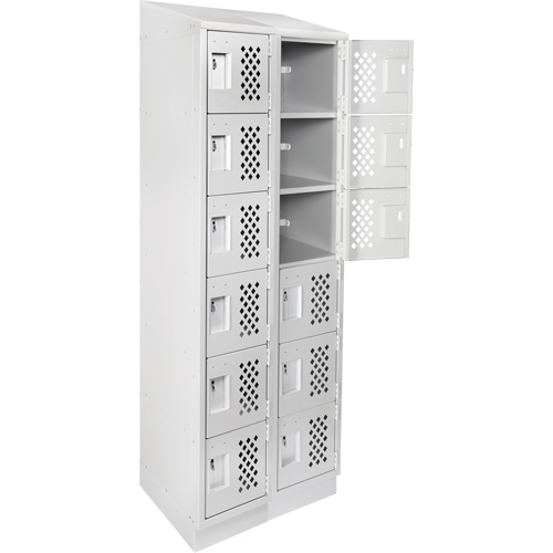 Assembled Lockerettes Clean Line Perforated Economy Lockers, 6 -tier, Bank of 2, 18" x 72" x 12", Steel OSI Industrial Sales