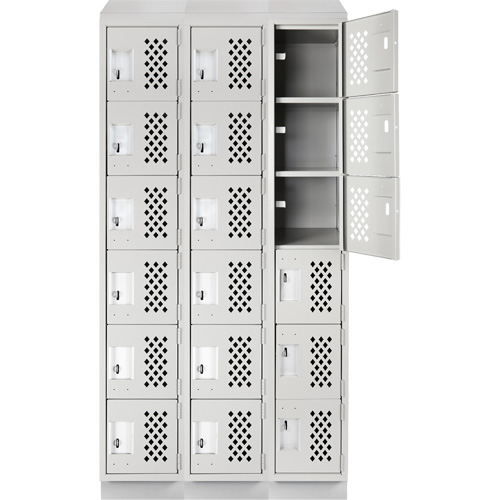 Assembled Lockerettes Clean Line Perforated Economy Lockers, 6 -tier, Bank of 3, 18" x 72" x 12", Steel OSI Industrial Sales