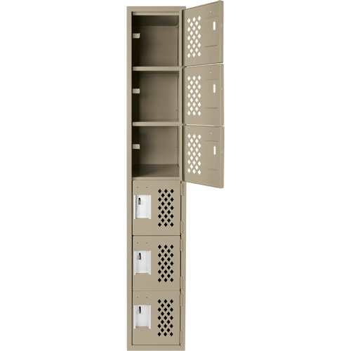 Assembled Lockerettes Clean Line Perforated Economy Lockers, 6 -tier, 18" x 72" x 12", Steel OSI Industrial Sales