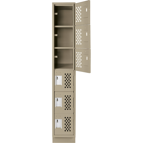 Assembled Lockerettes Clean Line Perforated Economy Lockers, 6 -tier, 18" x 72" x 12", Steel OSI Industrial Sales