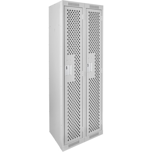 Clean Line Lockers, 2 -tier, 12" x 12" x 72", Steel, Grey, Rivet (Assembled), Perforated OSI Industrial Sales