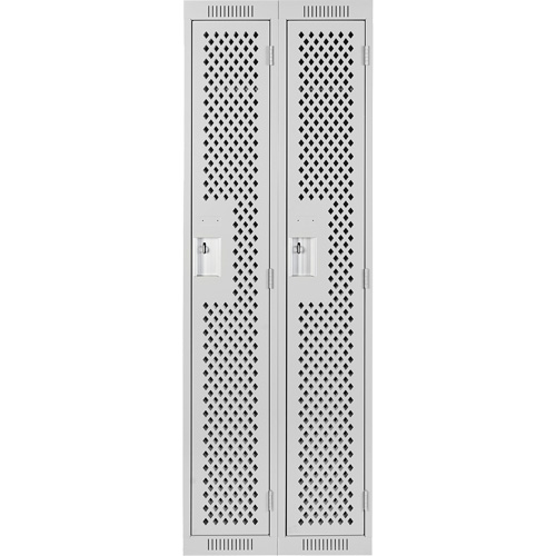 Clean Line Lockers, 2 -tier, 12" x 12" x 72", Steel, Grey, Rivet (Assembled), Perforated OSI Industrial Sales