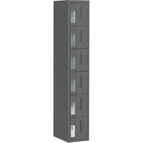 Concorde Heavy-Duty Lockers, 6 -tier, 12" x 18" x 72", Steel, Charcoal, Welded (Assembled) OSI Industrial Sales