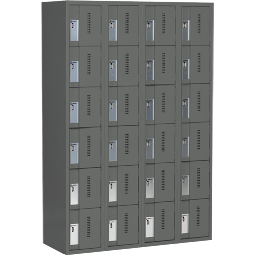 Concorde Heavy-Duty Lockers, 6 -tier, Bank of 4, 48" x 18" x 72", Steel, Charcoal, Welded (Assembled) OSI Industrial Sales