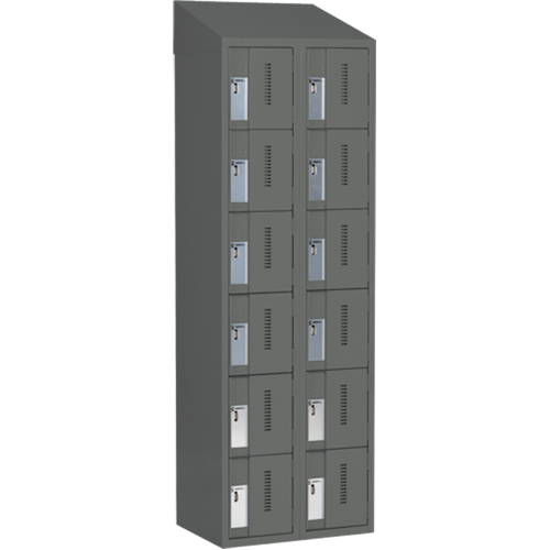 Concorde Heavy-Duty Lockers, 6 -tier, Bank of 2, 24" x 18" x 78", Steel, Charcoal, Welded (Assembled) OSI Industrial Sales