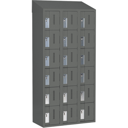 Concorde Heavy-Duty Lockers, 6 -tier, Bank of 3, 36" x 18" x 78", Steel, Charcoal, Welded (Assembled) OSI Industrial Sales