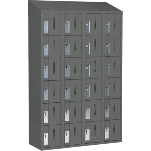 Concorde Heavy-Duty Lockers, 6 -tier, Bank of 4, 48" x 18" x 78", Steel, Charcoal, Welded (Assembled) OSI Industrial Sales
