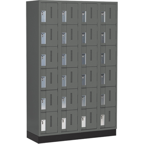 Concorde Heavy-Duty Lockers, 6 -tier, Bank of 4, 48" x 18" x 76", Steel, Charcoal, Welded (Assembled) OSI Industrial Sales