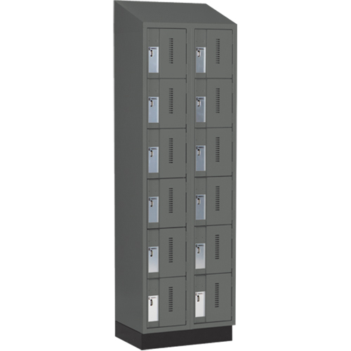 Concorde Heavy-Duty Lockers, 6 -tier, Bank of 2, 24" x 18" x 82", Steel, Charcoal, Welded (Assembled) OSI Industrial Sales