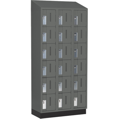 Concorde Heavy-Duty Lockers, 6 -tier, Bank of 3, 36" x 18" x 82", Steel, Charcoal, Welded (Assembled) OSI Industrial Sales