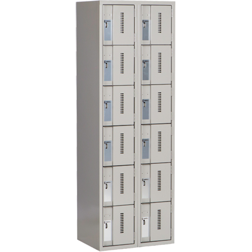 Concorde Heavy-Duty Lockers, 6 -tier, Bank of 2, 24" x 18" x 72", Steel, Grey, Welded (Assembled) OSI Industrial Sales